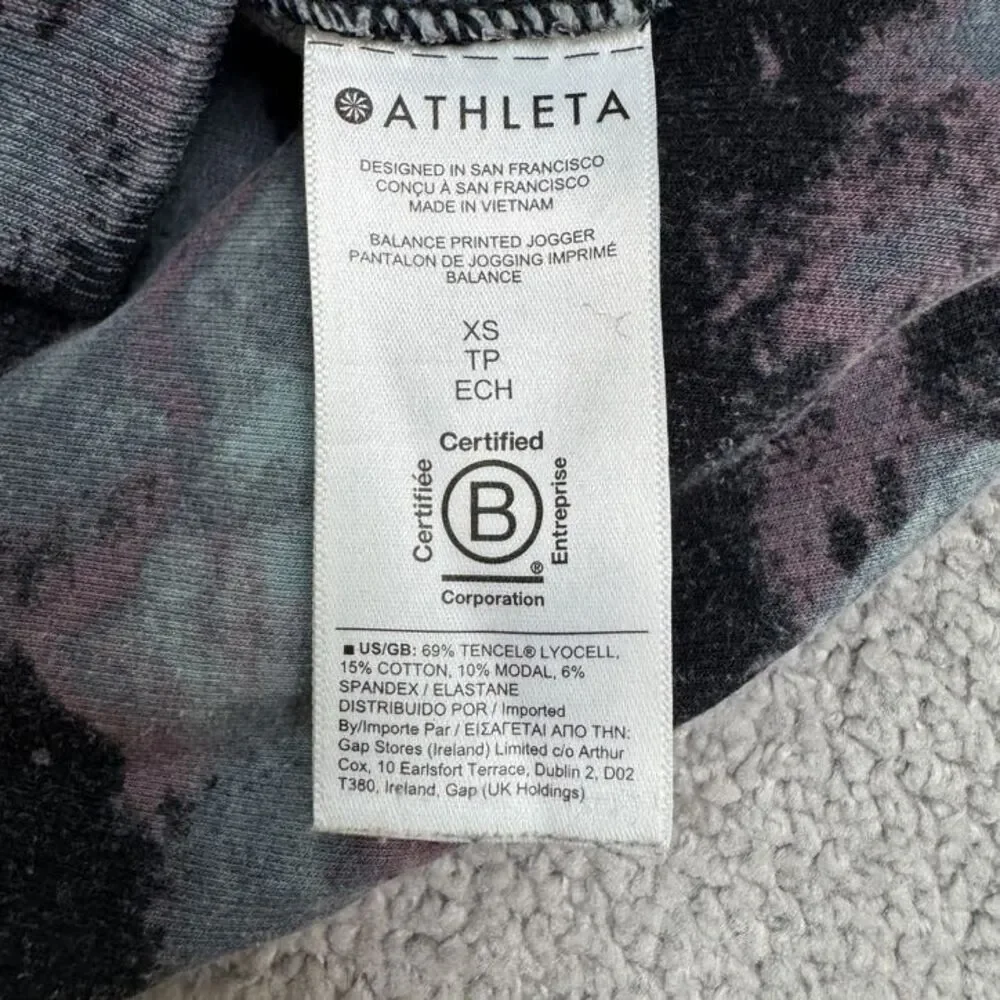 Athleta Balance Printed Jogger Sweatpants Womens XS Multicolor Active Tie Dye